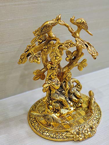  Gold Plated Radha Krishna Sitting Under Tree