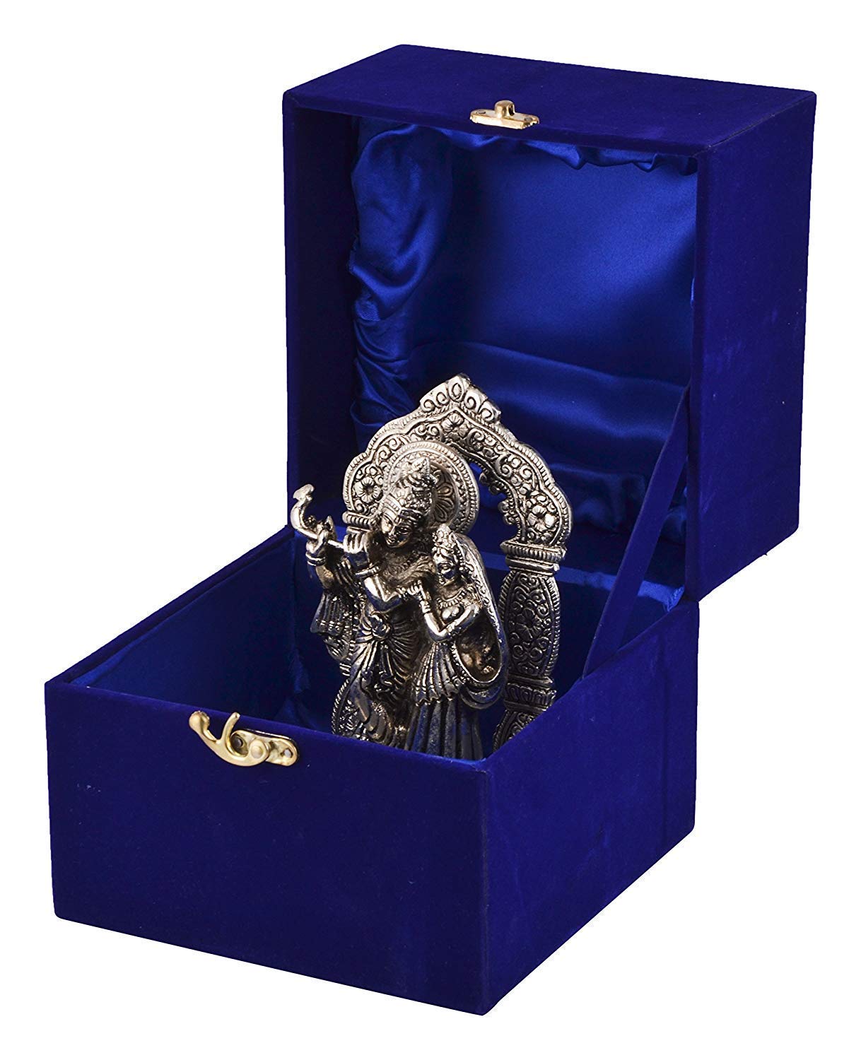 Silver Plated Radha Krishna Statue