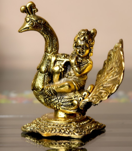 Golden Baby Krishna on Peacock