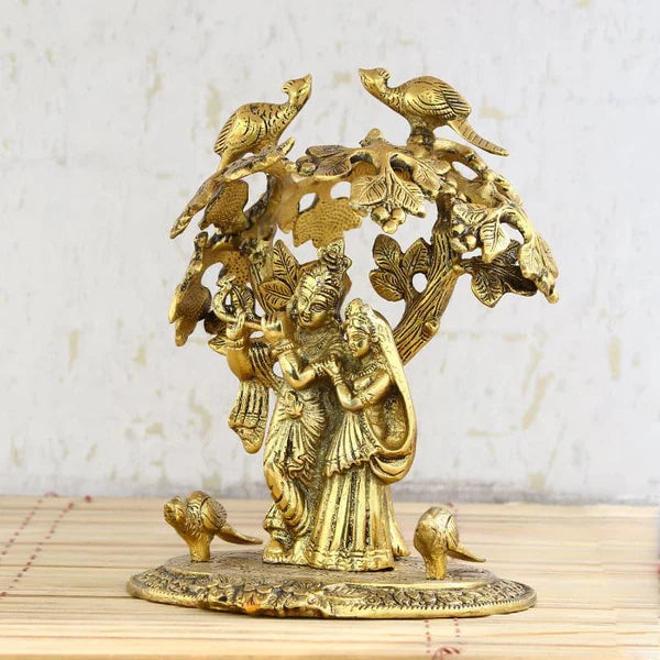  Gold Plated Radha Krishna Sitting Under Tree