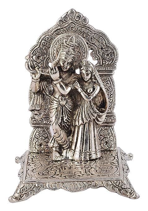 Silver Plated Radha Krishna Statue